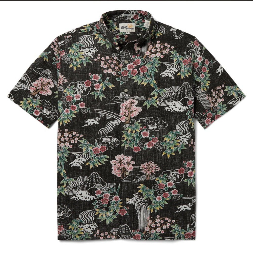Reyn Spooner XXL Sakura Spring Black Hawaiian Shirt